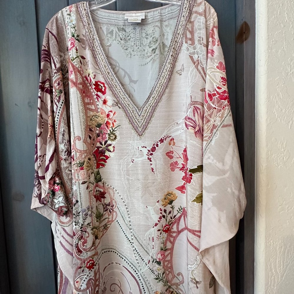 Camilla Franks O/S Crystal Embellished Silk Kaftan Beaded Dress PinksNEW—SOLD